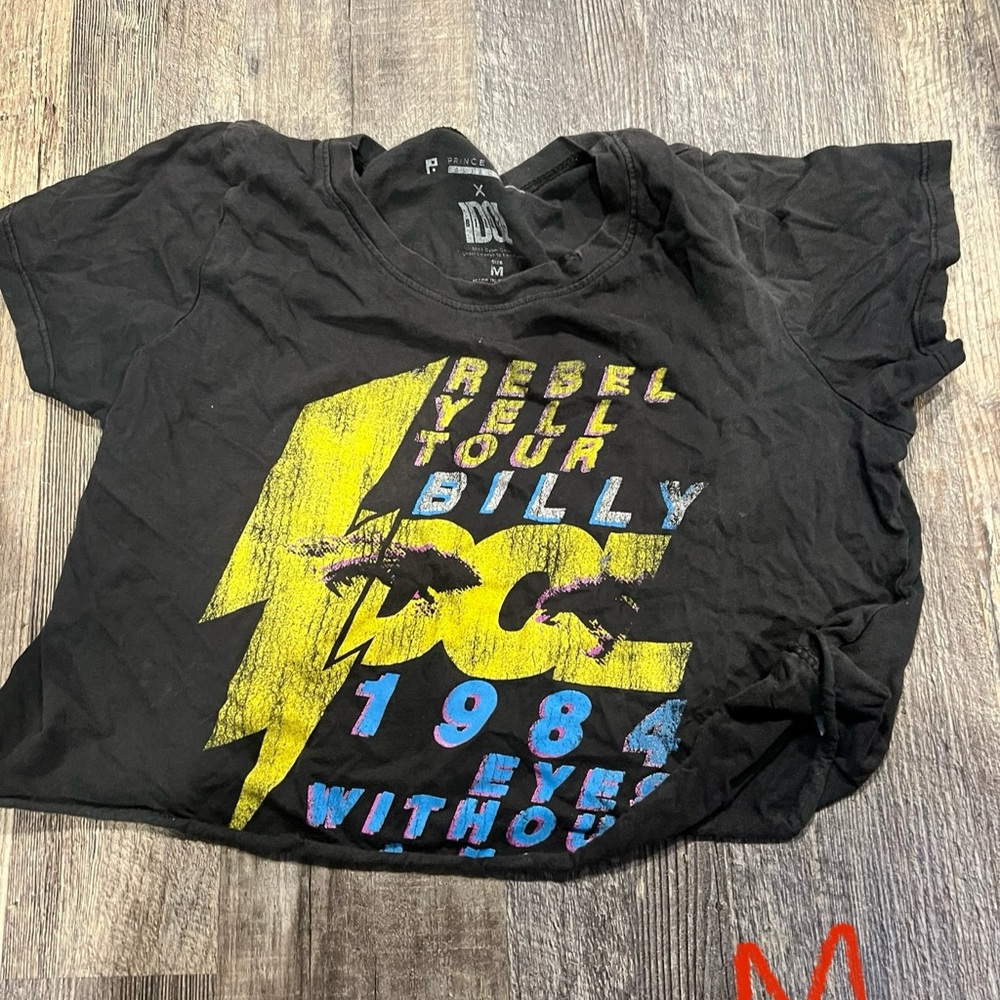 Prince Peter Billy Idol Black Tee with Yellow and Blue Graphic